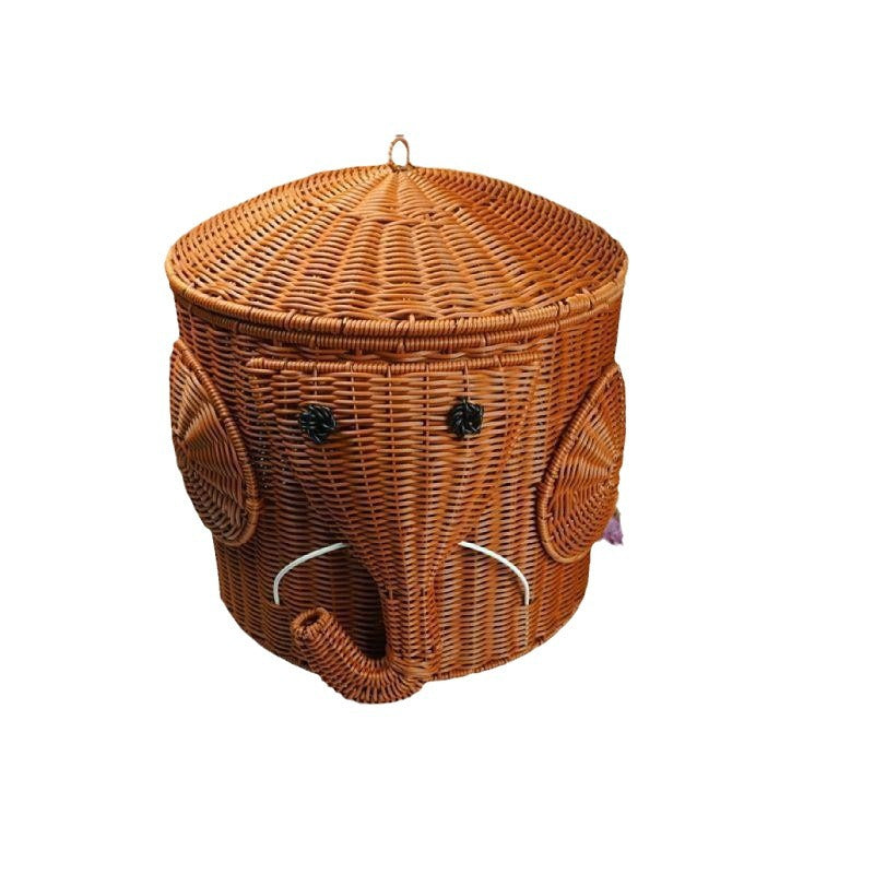 Elephant-Shaped Woven Storage Basket Kalsten