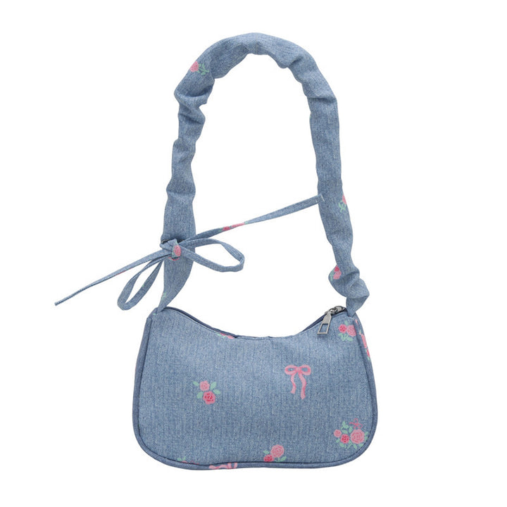 Embroidered Denim Shoulder Bag Kalsten