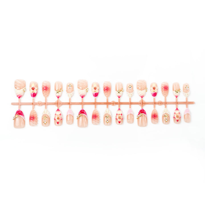 Elegant Floral-Designed Press-On Nails