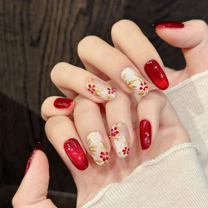 Artistic Floral Press-On Nail Set  1791773601