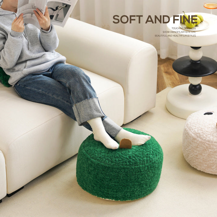 beef sitting pouf with EPP foam balls filling and removable cover