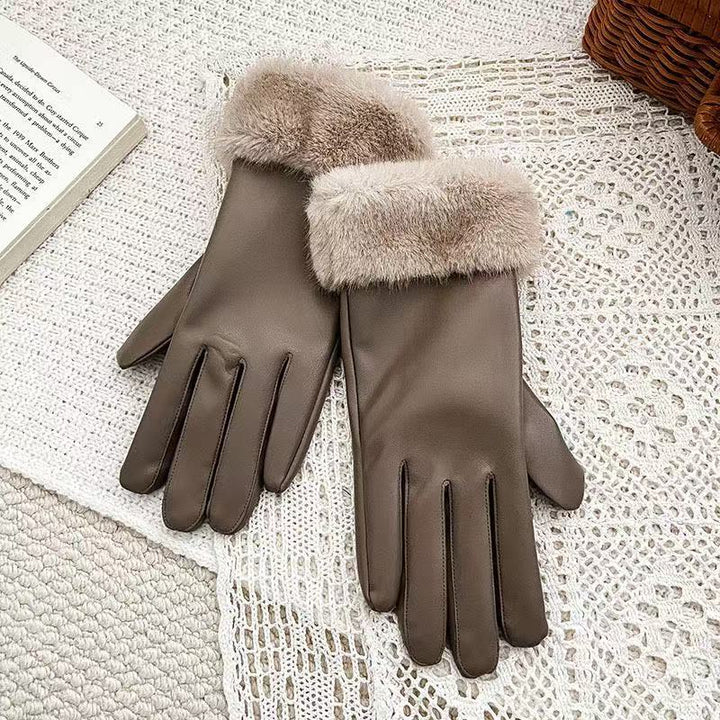 Luxurious Faux Fur Cuff Leather Gloves Kalsten