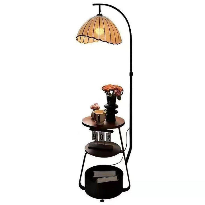 Modern Arc Floor Lamp with Integrated Side Table