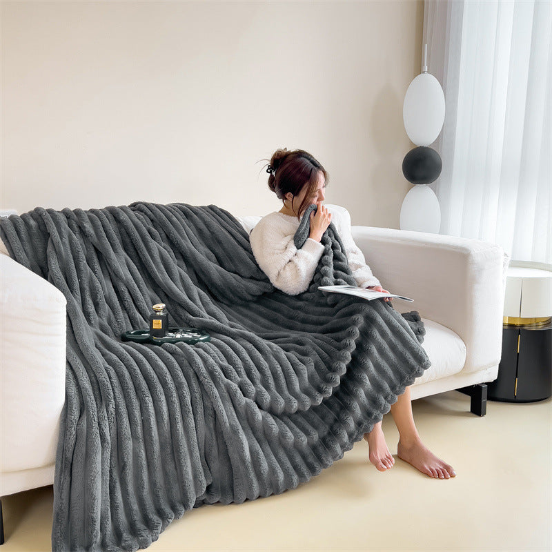 Textured Plush Throw Blanket