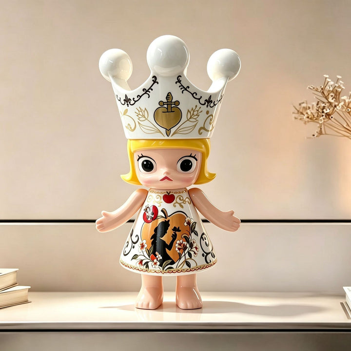 Decorative Crowned Doll Figurine for Home Display
