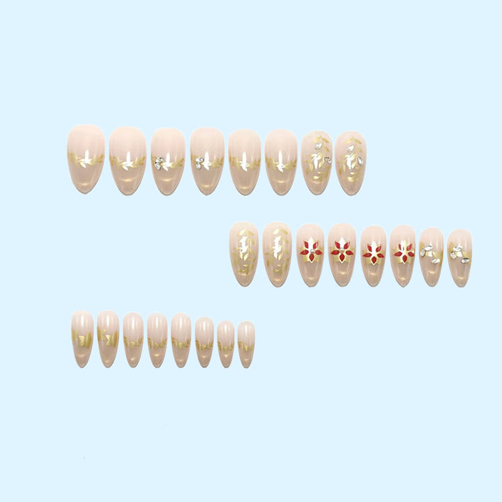 Elegant artificial nails with sparkling floral decorations Kalsten