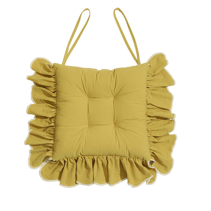 Padded chair cushion with ruffle and ties Kalsten
