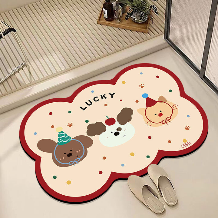 Cartoon-Inspired Plush Bath Mat for Bathroom