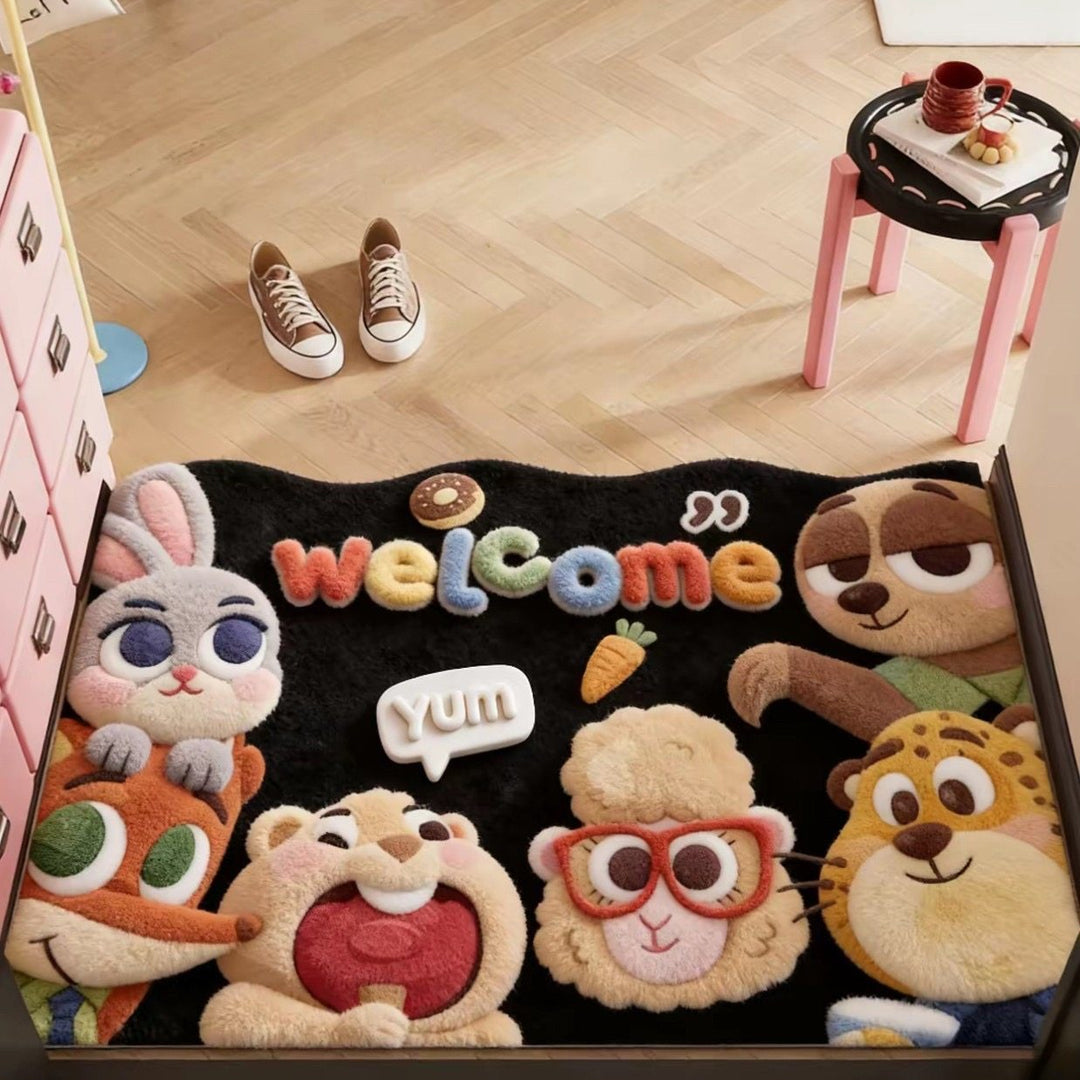 Cartoon Character Plush Mat for Interiors