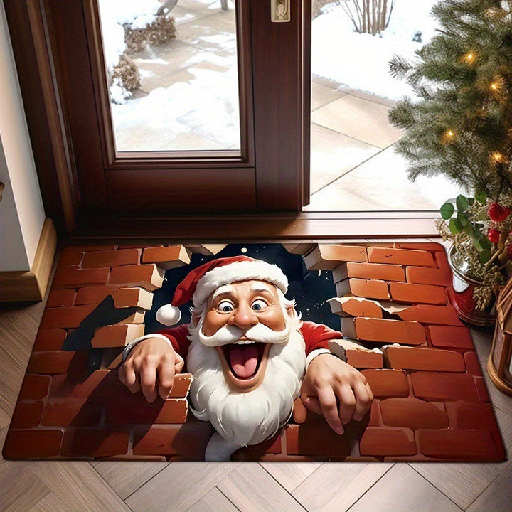 Santa Sleigh-Themed Indoor Welcome Mat