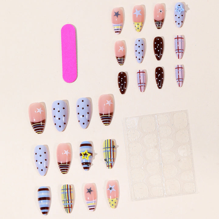 Decorative Stiletto Nail Art with Star Accents Kalsten