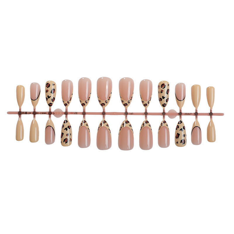 Elegant Stiletto Press-On Nail Art Set with Leopard Print Design Kalsten