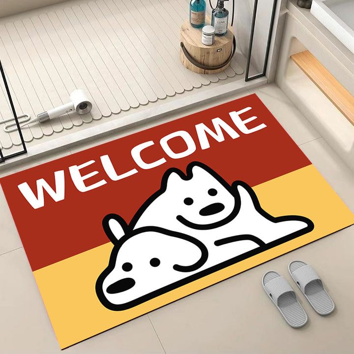 Cartoon Dog-Themed Welcome Mat Kalsten