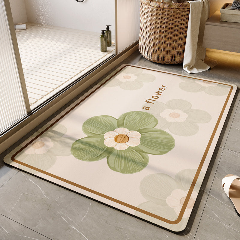 Floral-Themed Soft Bathroom Mat Kalsten