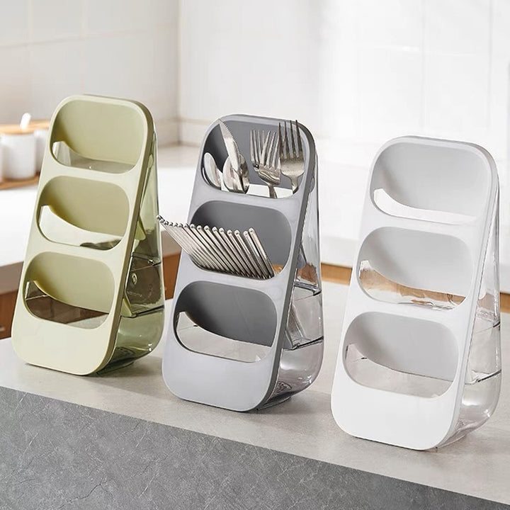 Triple sponge and brush holder with drip tray