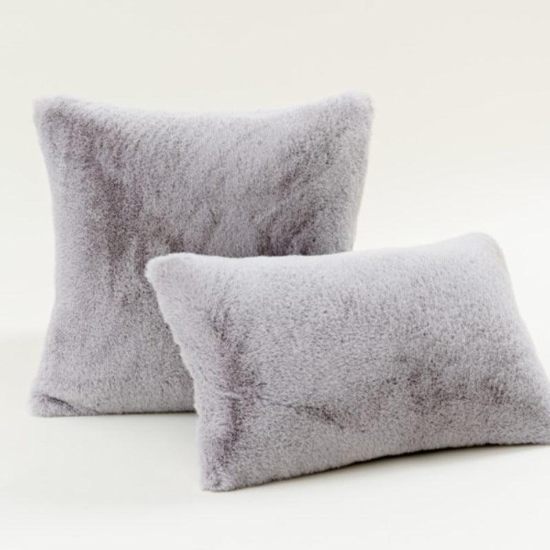 Plush Faux Fur Square and Lumbar Decorative Pillow Set with Soft Microfiber Backing
