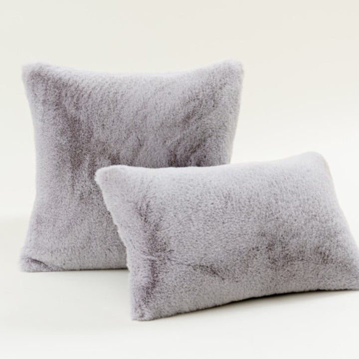 Plush Faux Fur Square and Lumbar Decorative Pillow Set with Soft Microfiber Backing