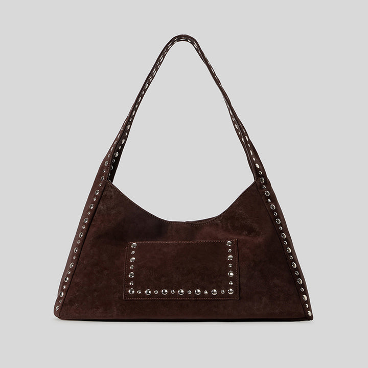 Studded Suede Hobo Bag