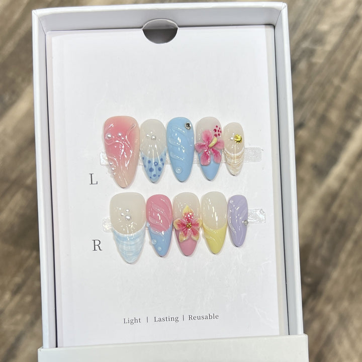 Artistic Floral Stiletto Press-On Nail Set Kalsten