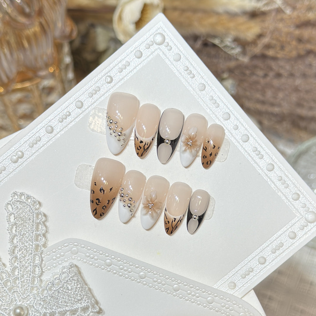 Artistic Leopard-Print Press-On Nail Set Kalsten