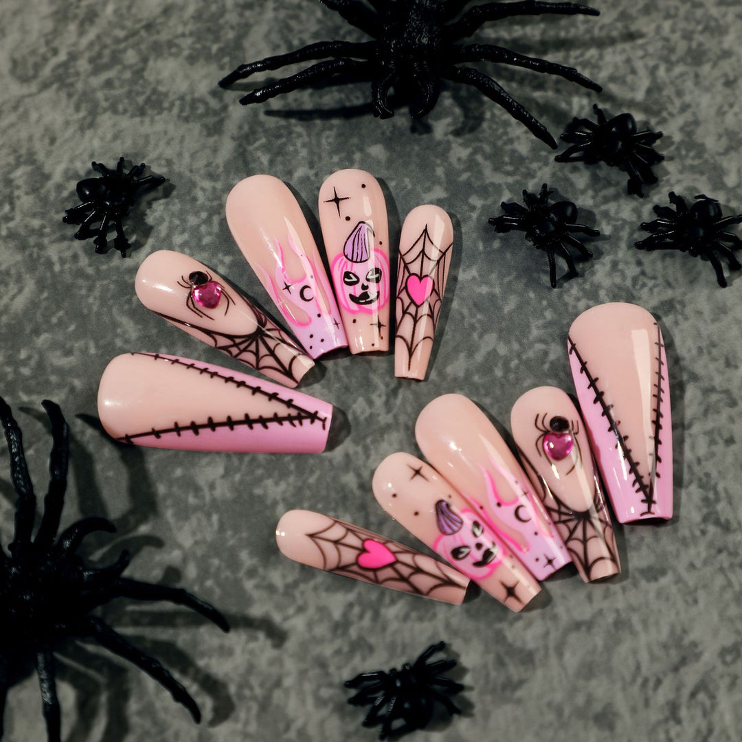 Creative Nail Art with Spider Web and Halloween Design Kalsten