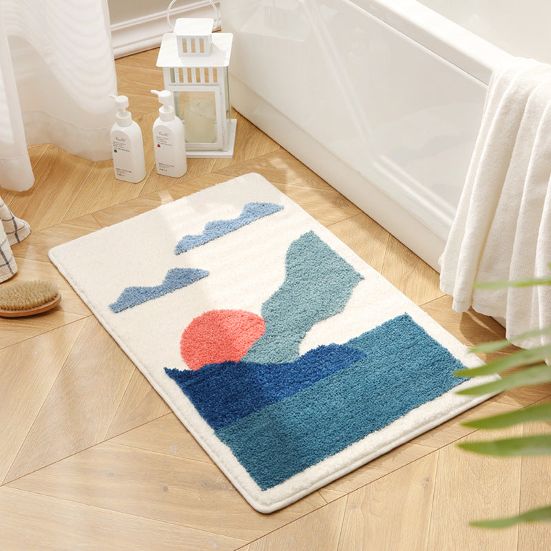 Artistic Sunset Pattern Bath Mat