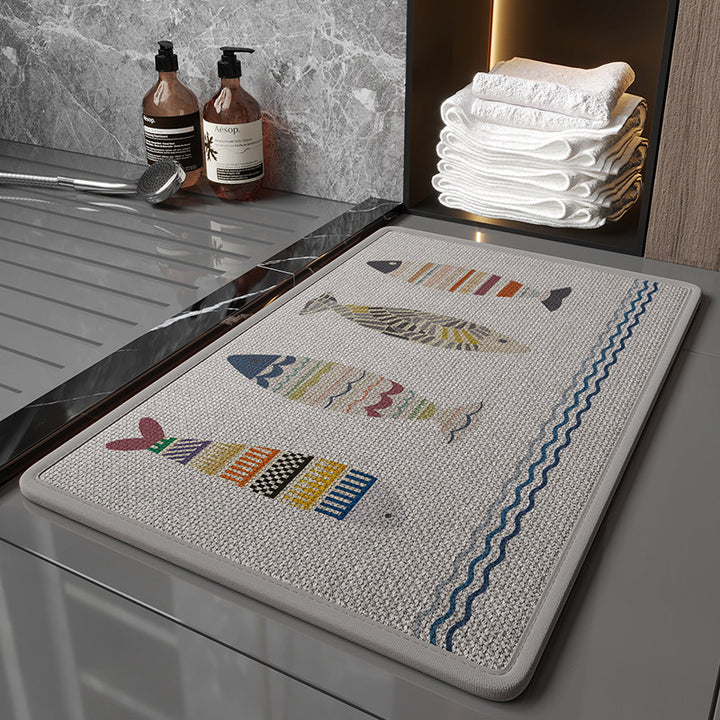 Luxurious Floral Print Bath Mat