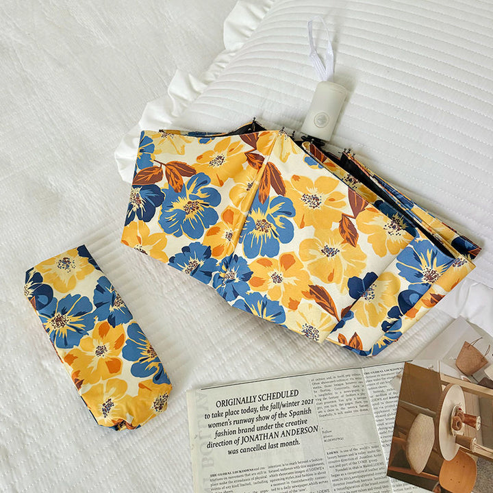 Women Folding Umbrella with Detailed Floral Design Kalsten