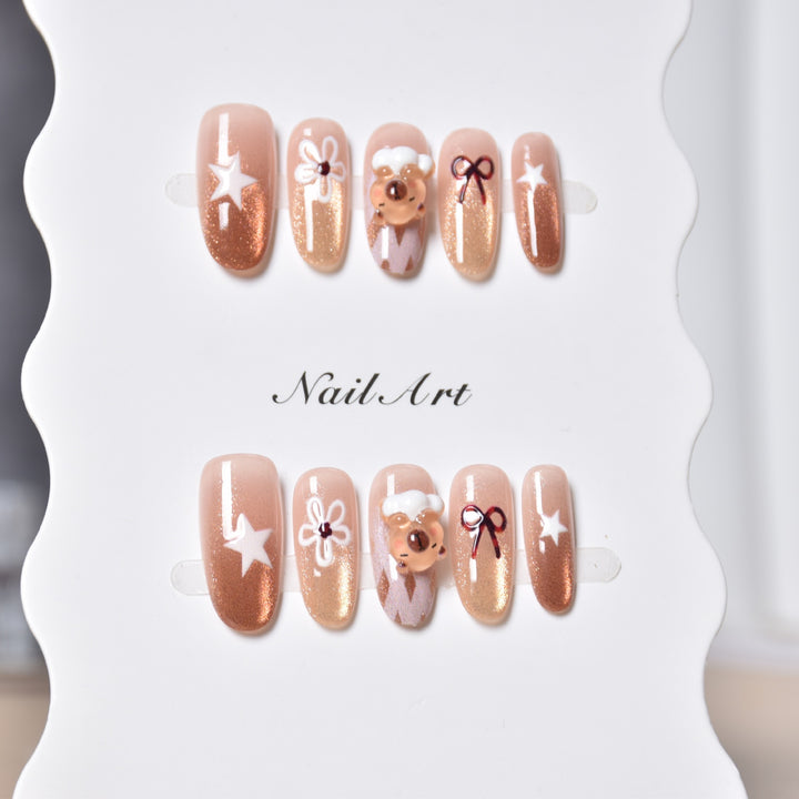 Artistic 3D Character-Themed Press-On Nail Extensions Kalsten