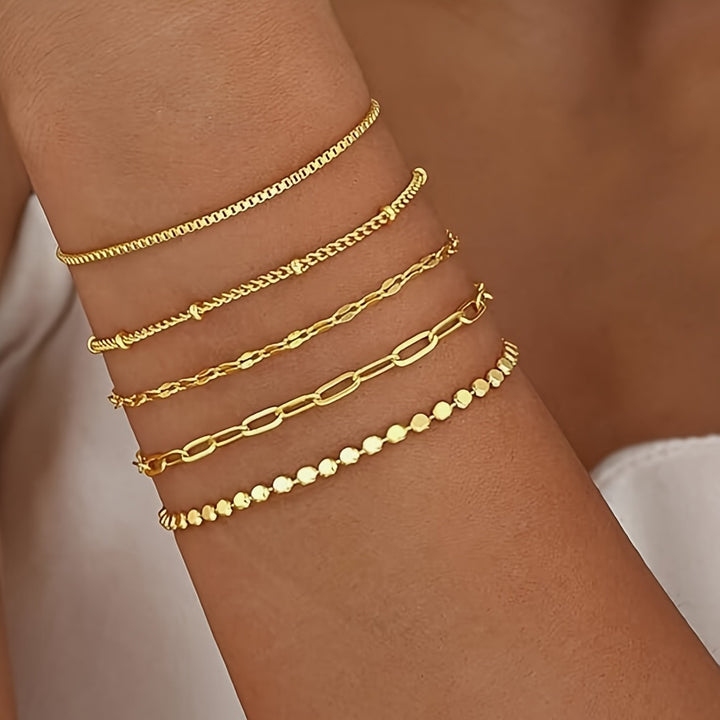Delicate Gold Chain Bracelet Set Kalsten
