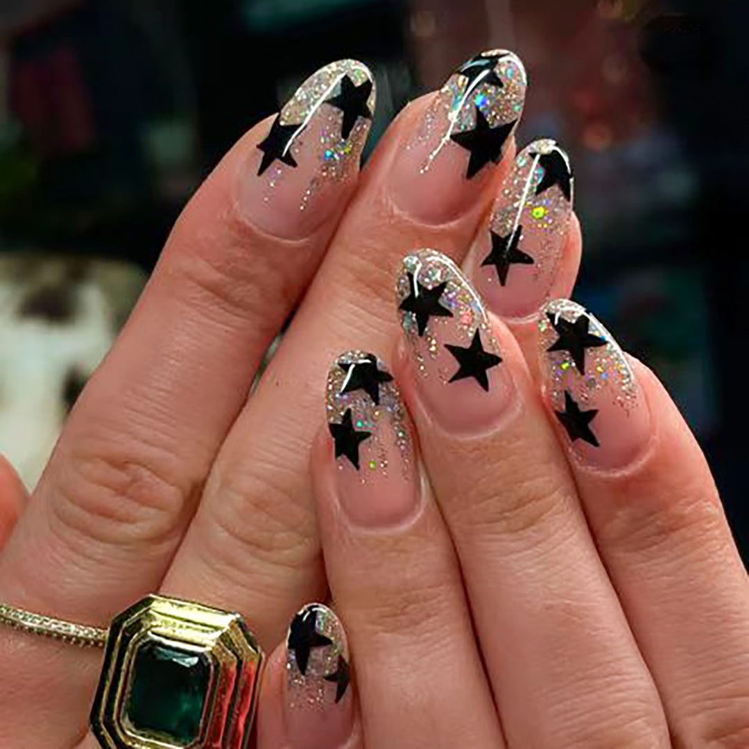 Star-Embellished Long-Stiletto Press-On Nails