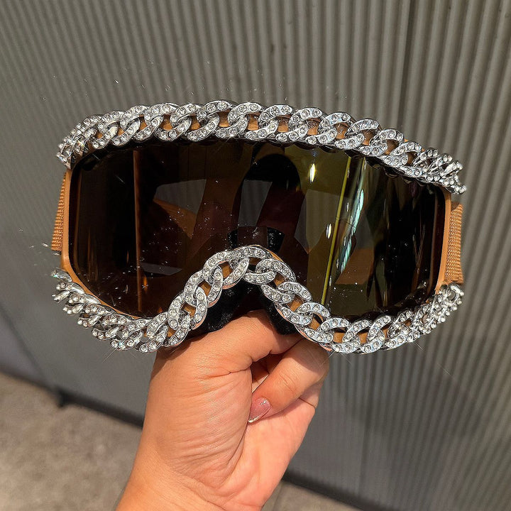 Ladies sporty elegant ski goggles with rhinestone decorated frame Kalsten