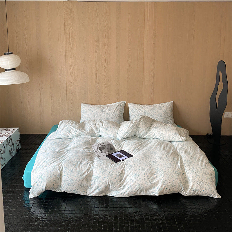 Finest cotton satin bed cover set with delicate floral print and breathable comfort cover