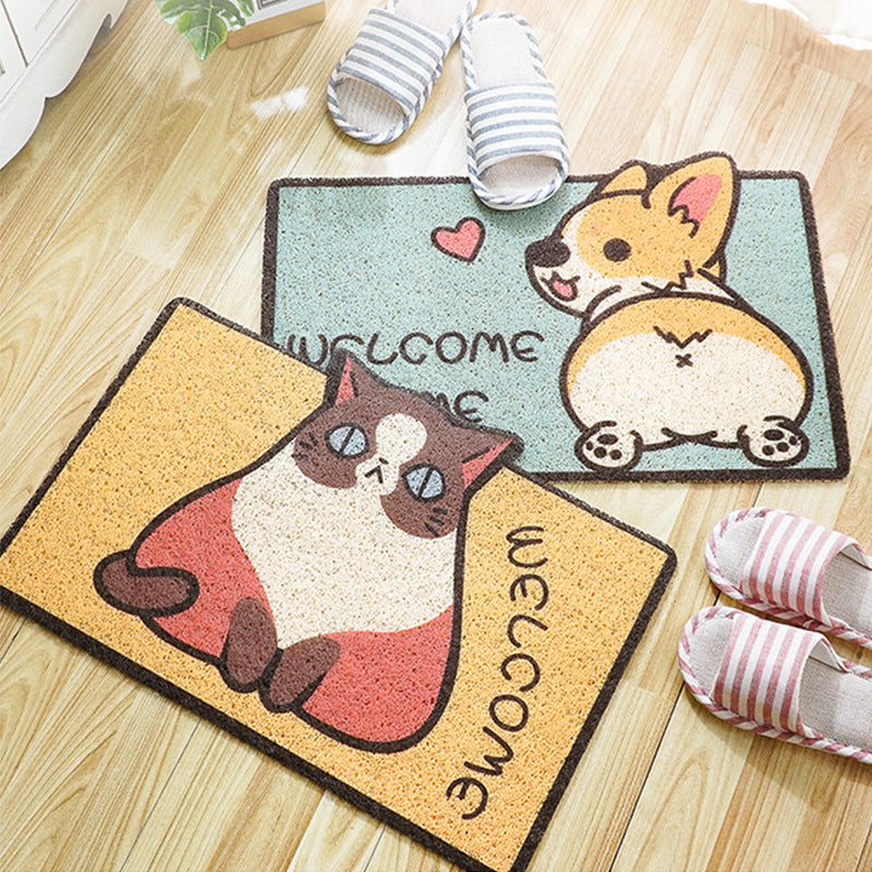 Decorative Coir Cat-Shaped Welcome Doormat With Non-Slip Pvc Backing And Weather-Resistant Fibers