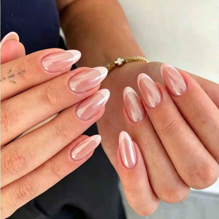 Elegant French Tip Almond Nails