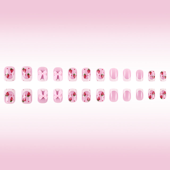 Decorative Strawberry-Themed Press-On Nail Art Kalsten
