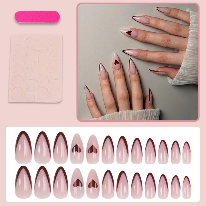 Artificial nail set with romantic hearts and elegant tips Kalsten