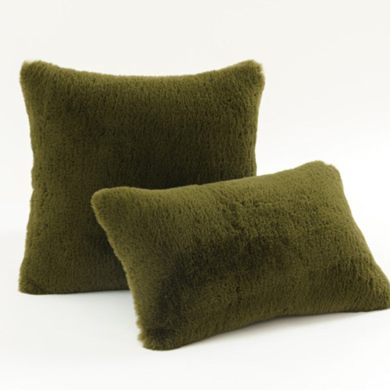 Plush Faux Fur Square and Lumbar Decorative Pillow Set with Soft Microfiber Backing