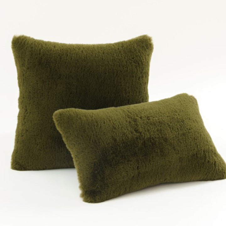 Plush Faux Fur Square and Lumbar Decorative Pillow Set with Soft Microfiber Backing