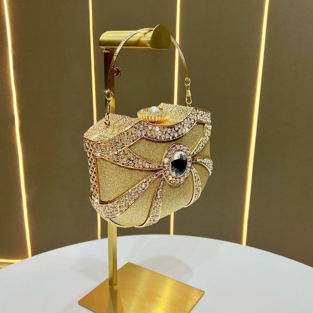 Decorative Rhinestone-Accented Evening Clutch