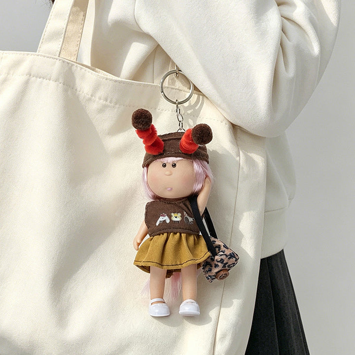 Hooded Doll Bag Charm Keychain with Denim Outfit & Loop Strap Kalsten