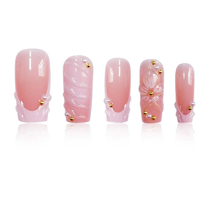 Elegant Floral Decorated Press-On Nails Kalsten