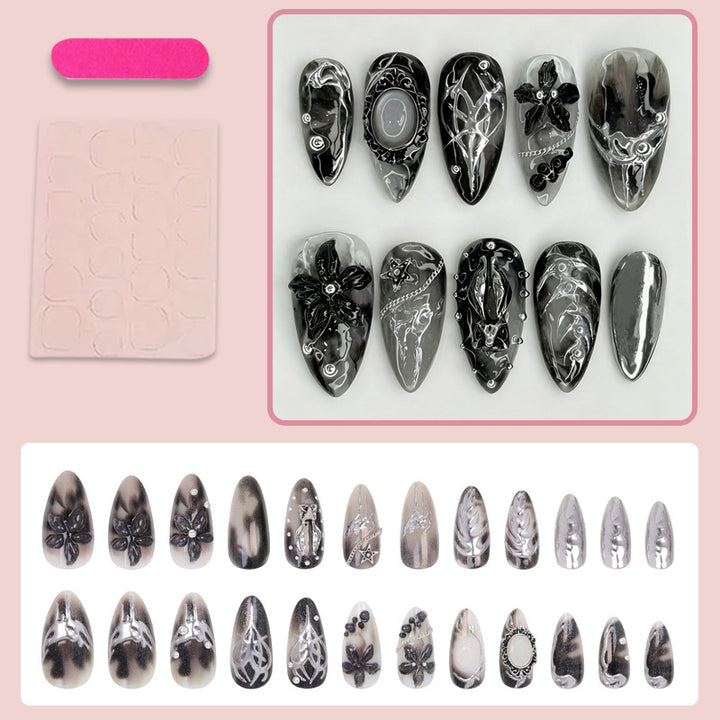 Artificial nail tips with glamorous black-and-white design Kalsten