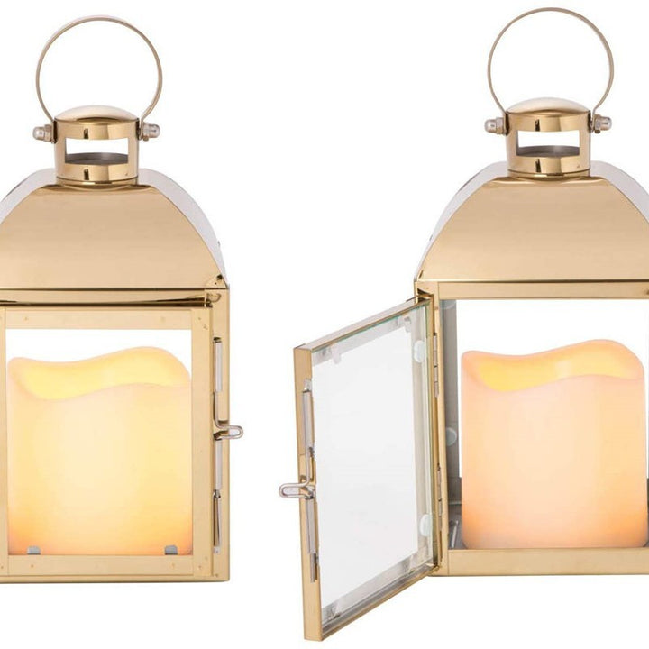 Glass-Paneled Metal Lantern Trio with Carry Rings Kalsten