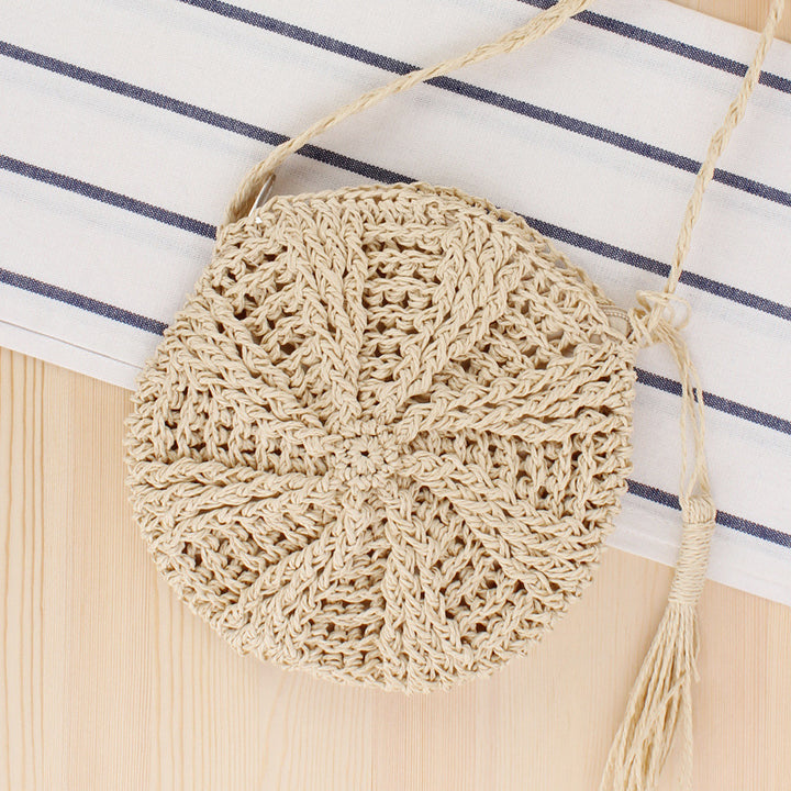 Round Bast Crossbody Bag with Tassels Kalsten