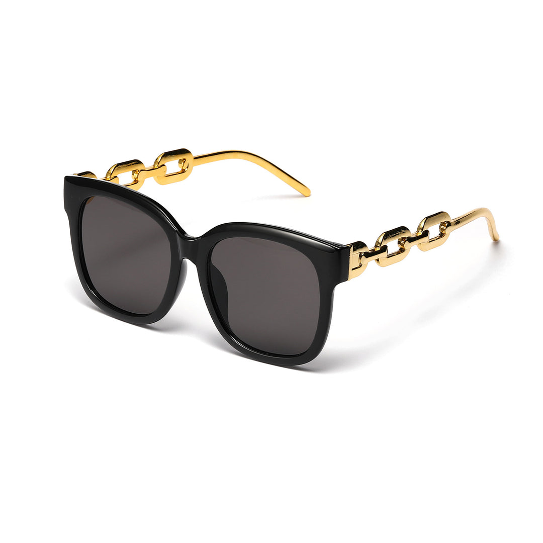 Ladies fashionable oversized sunglasses with luxurious chain frame Kalsten