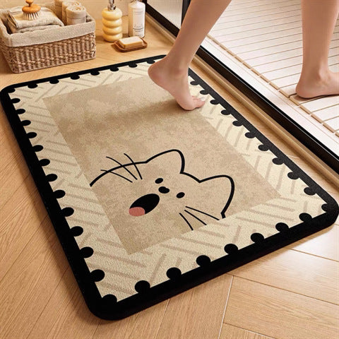 Cartoon Cat Themed Bath Rug for Home