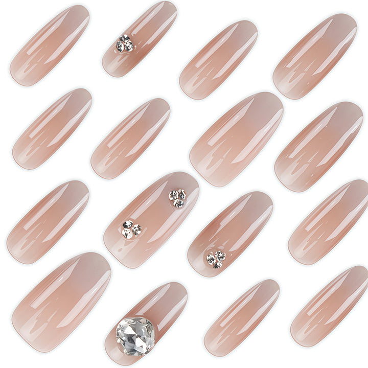 Artisanal Press-On Nail Set with Sparkling Rhinestones Kalsten
