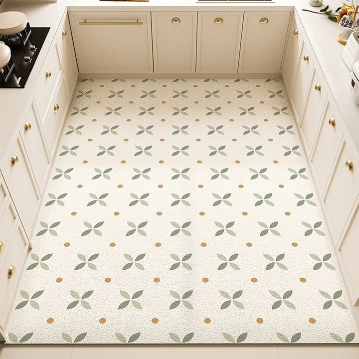 Floral Pattern Kitchen Rug