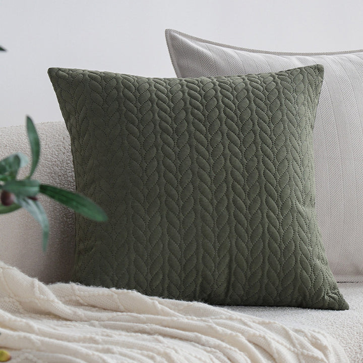 Square decorative cushion cover with hand-tufted loop appliqués made from cotton-linen mix Kalsten